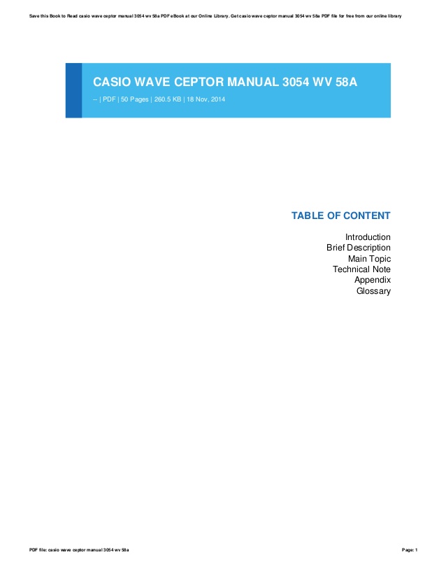Casio wave ceptor 3054 manual