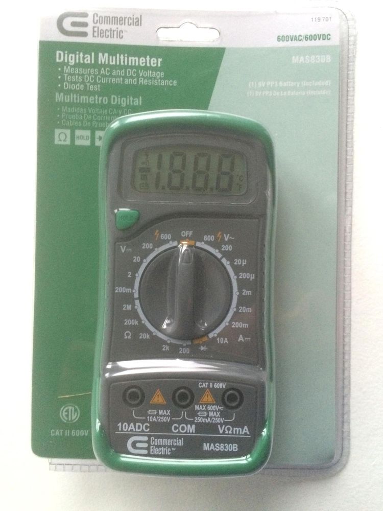 Commercial Electric Digital Multimeter Mas830b User Manual